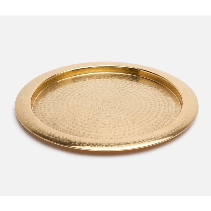 Winsford Shiny Brass Tray Round Hammered Brass