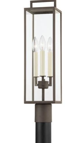 Beckham 3Lt Post-Troy Lighting-TROY-P6385-TBZ-Wall LightingTextured Bronze With Glass Shade-3-France and Son