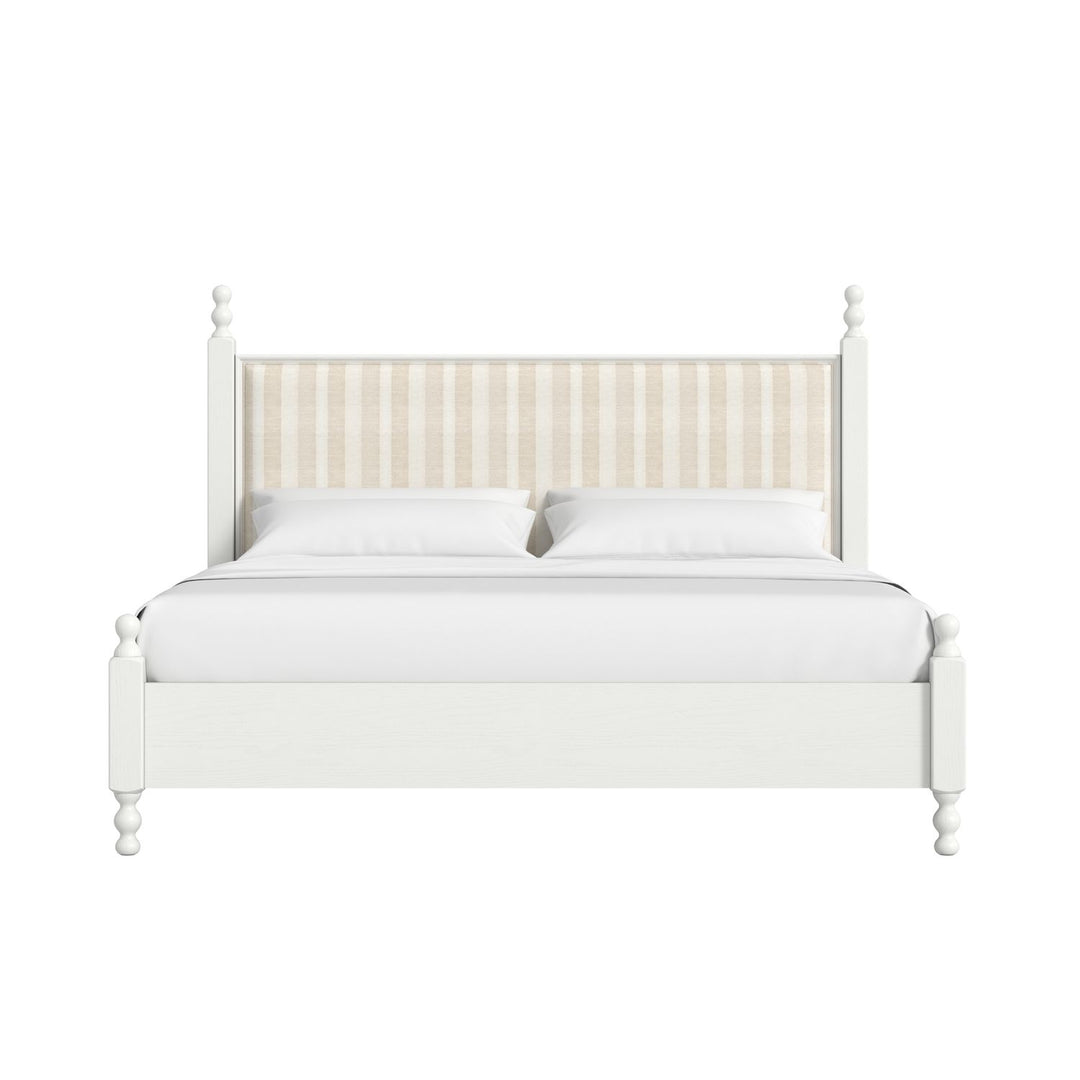 Haven King Upholstered Finial Bed — Warm White