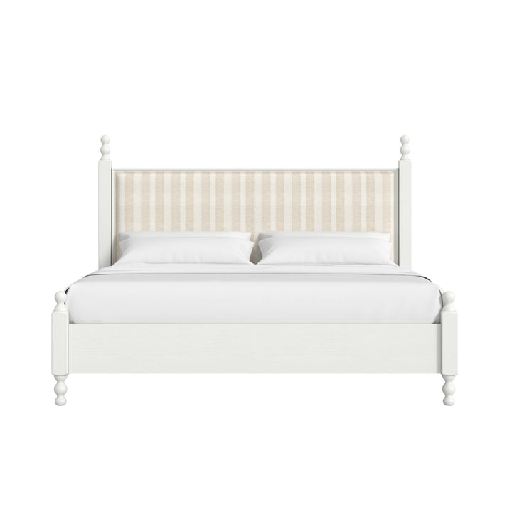 Haven King Upholstered Finial Bed — Warm White