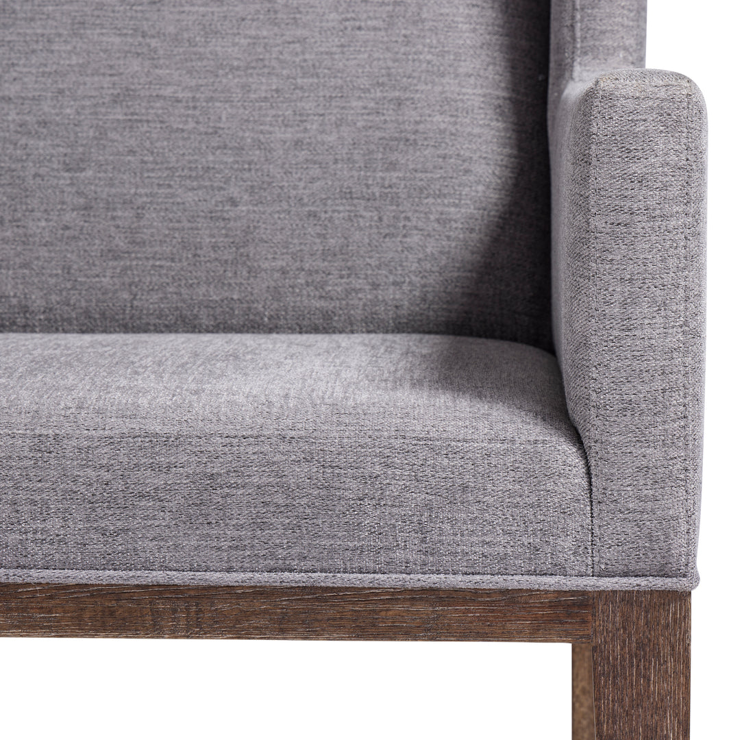 Linea Upholstered Arm Chair in Cerused Charcoal Finish