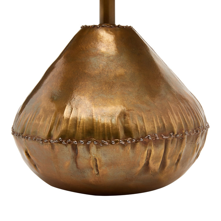 Penny Lamp with Shade, Antique Brass