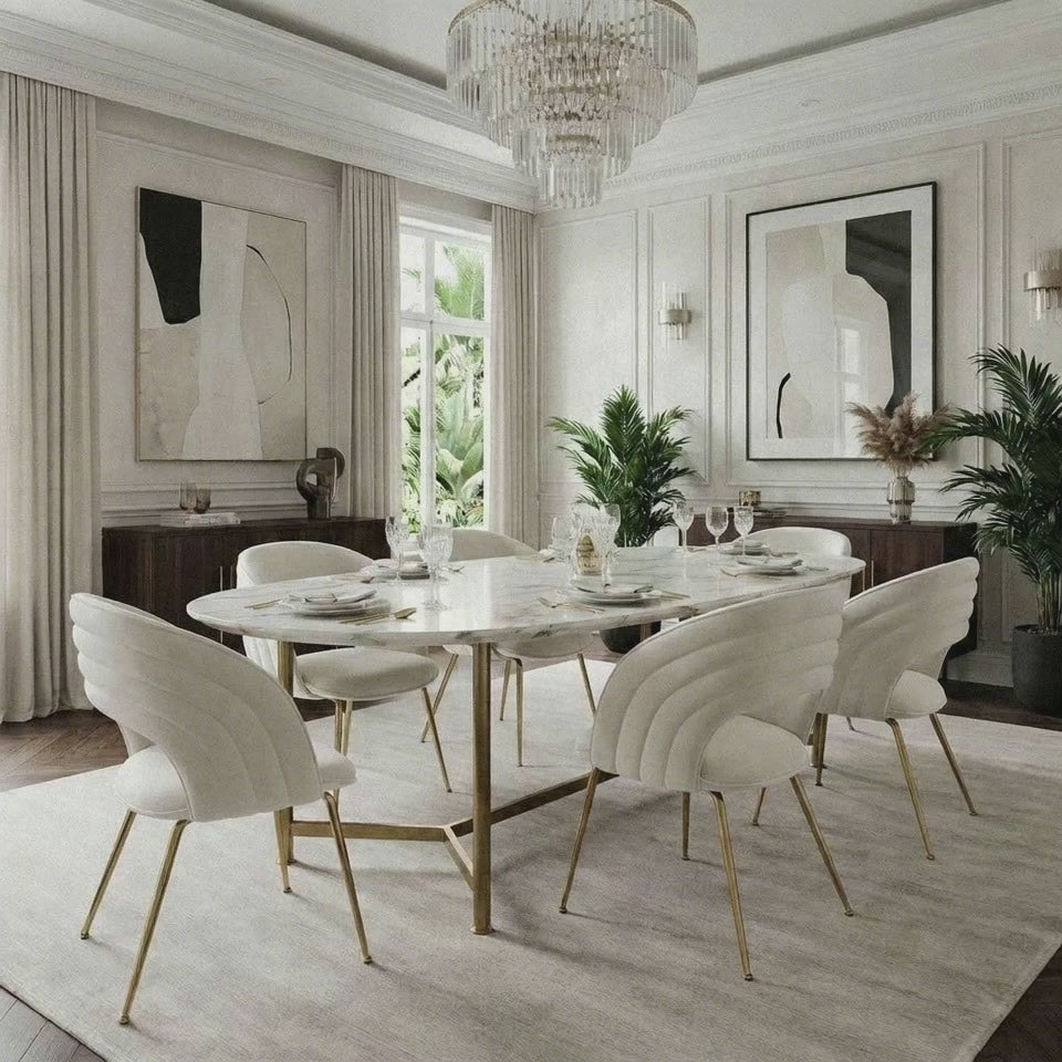 Orb Channeled Back Dining Chair with Gold Legs