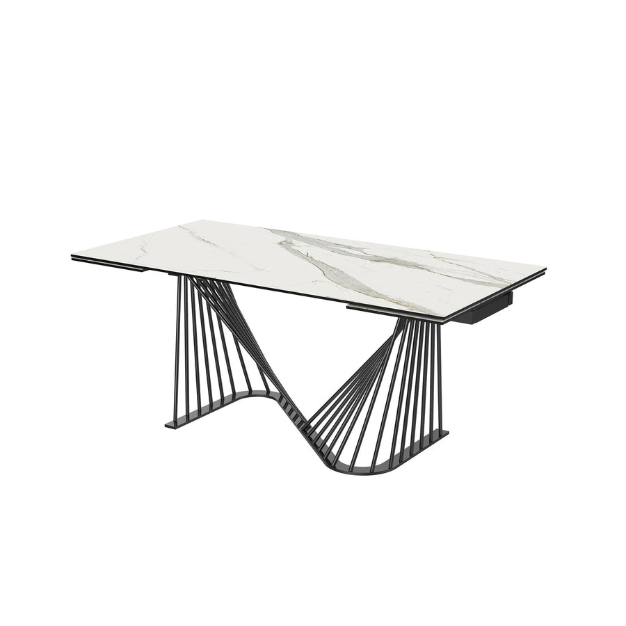 Roma Extendable Dining Table-Whiteline Modern Living-WHITELINE-DT1633E-WHT-Dining Tables-1-France and Son