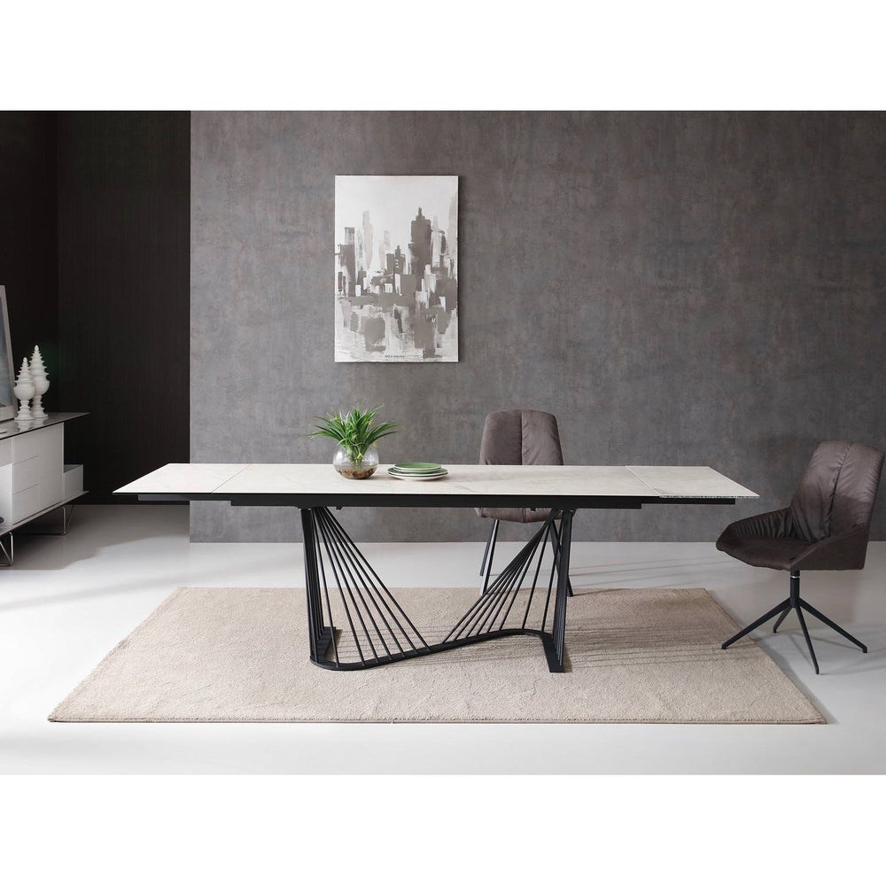 Roma Extendable Dining Table-Whiteline Modern Living-WHITELINE-DT1633E-WHT-Dining Tables-2-France and Son
