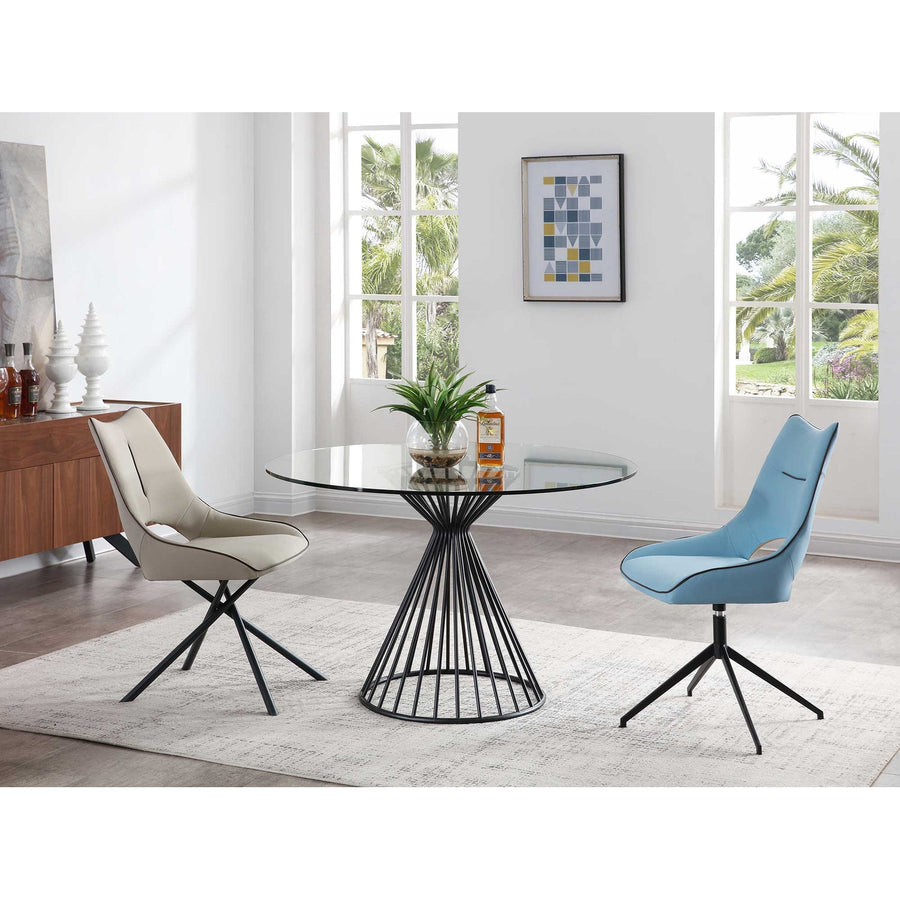Cielo Round Dining Table-Whiteline Modern Living-WHITELINE-DT1637R-BLK-Dining Tables-1-France and Son
