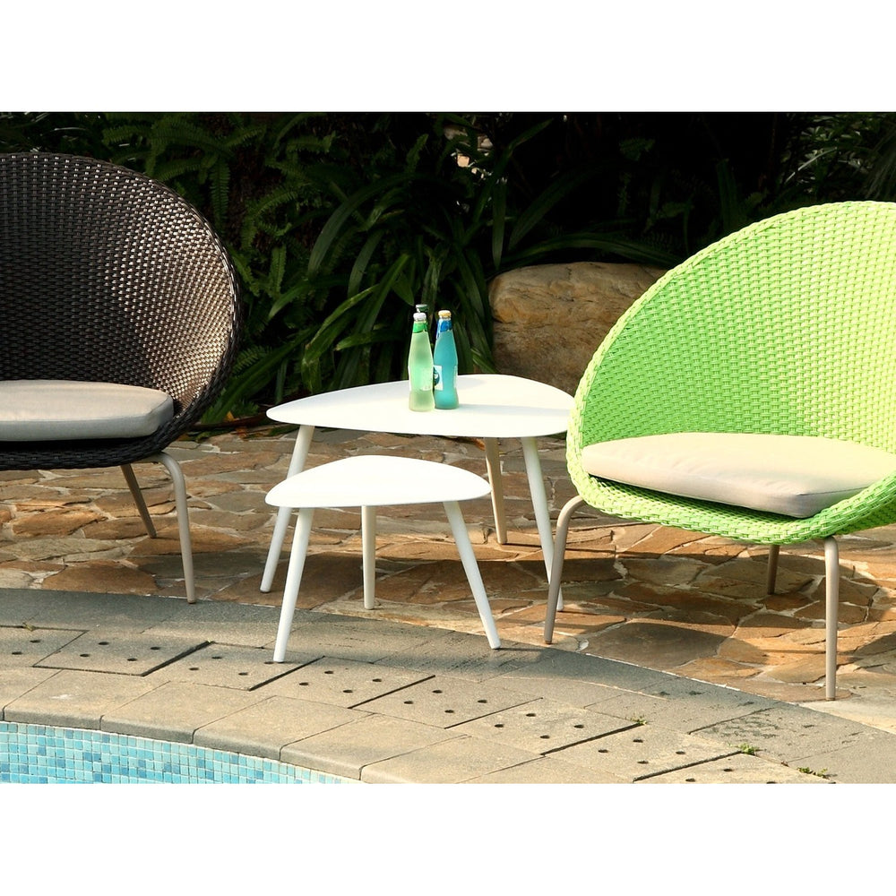 White Rowan Large Outdoor Side Table-Whiteline Modern Living-WHITELINE-ST1601L-WHT-Side Tables-2-France and Son