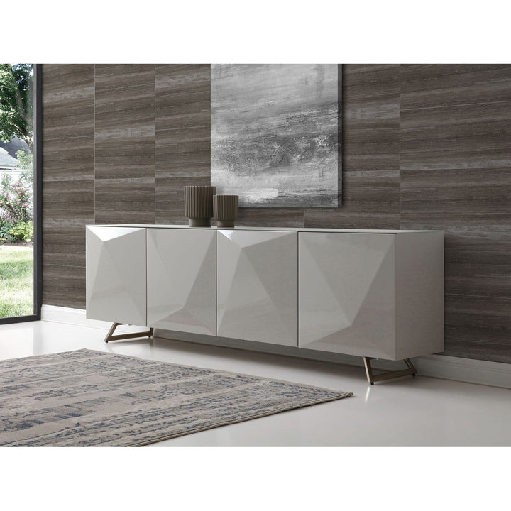 Samantha Buffet-Whiteline Modern Living-WHITELINE-SB1193-GRY-Sideboards & CredenzasGrey-2-France and Son