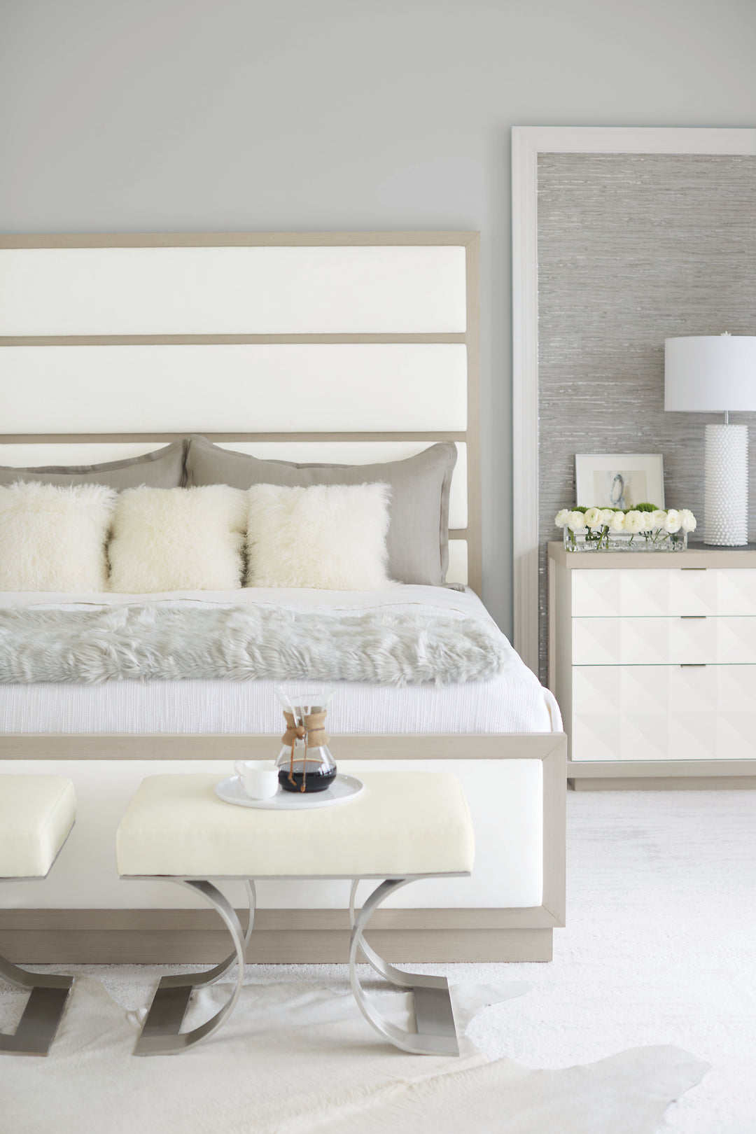 Axiom King Panel Bed with Inset Upholstered Panels