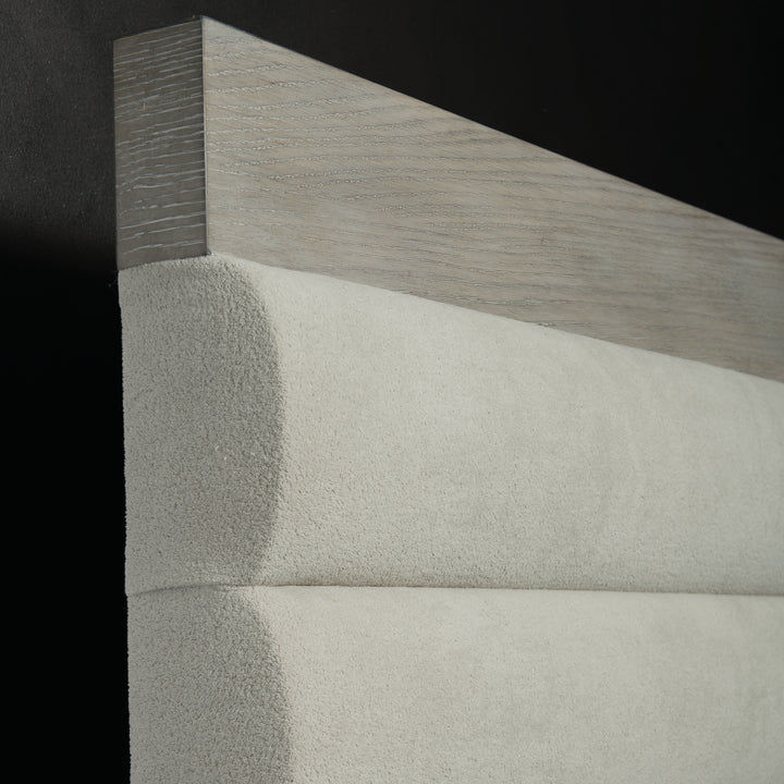 Linea Upholstered King Panel Bed with Wooden Footboard and Side Rails