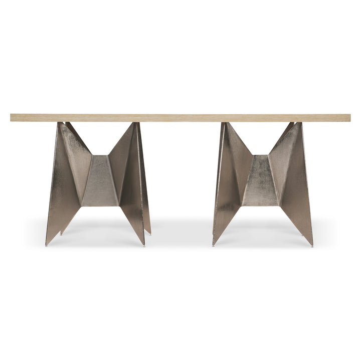 Solaria Console Table with 2 Metal Origami-Inspired Bases