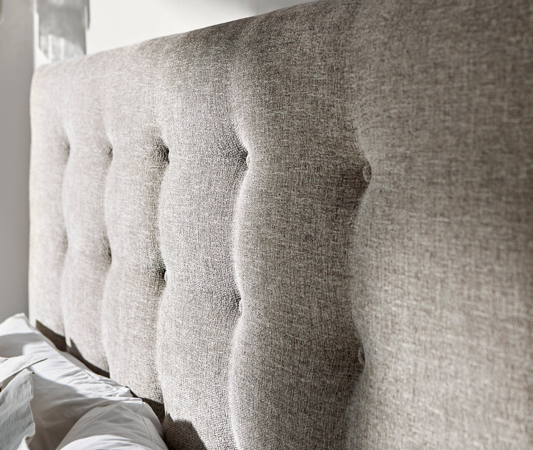 Foundations Upholstered Button Tufted King Panel Bed