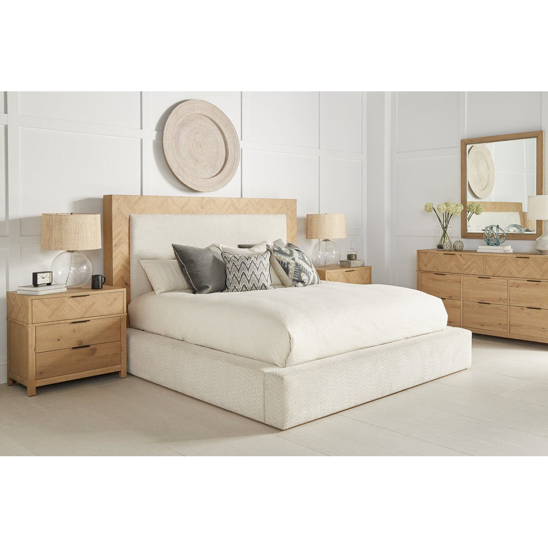 Garrison Cal-King Upholstered Bed - White, Brown