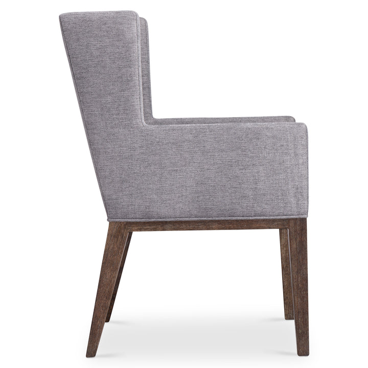 Linea Upholstered Arm Chair in Cerused Charcoal Finish