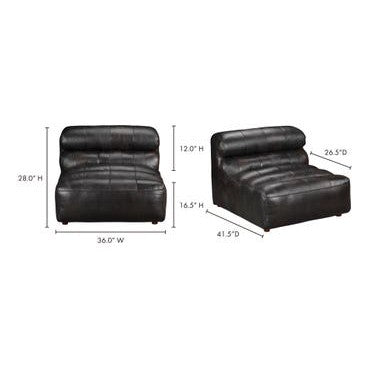 Ramsay Leather Slipper Chair-Moes-MOE-QN-1009-01-Lounge ChairsAntique Black-7-France and Son