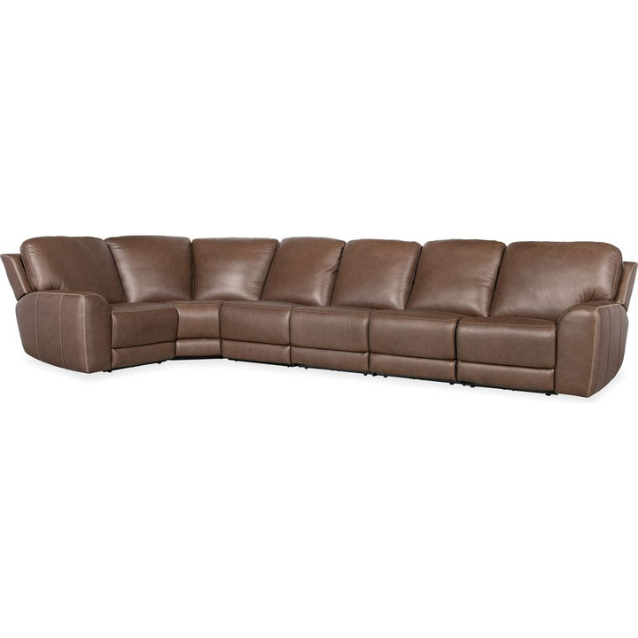 Sectionals: Recliners Beacon 6 Piece Sectional with Power Recline & Power Headrest (Configuration 1) - Brown