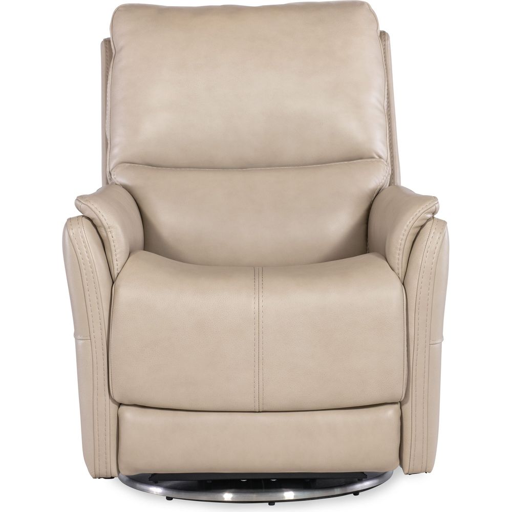 Lounge Chairs: Recliners Soiree Zero Gravity Swivel with Power Headrest & Lumbar - Beige