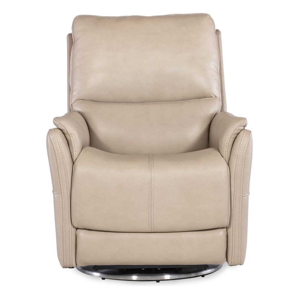 Lounge Chairs: Recliners Nocturne Zero Gravity Swivel with Power Headrest & Lumbar - Beige