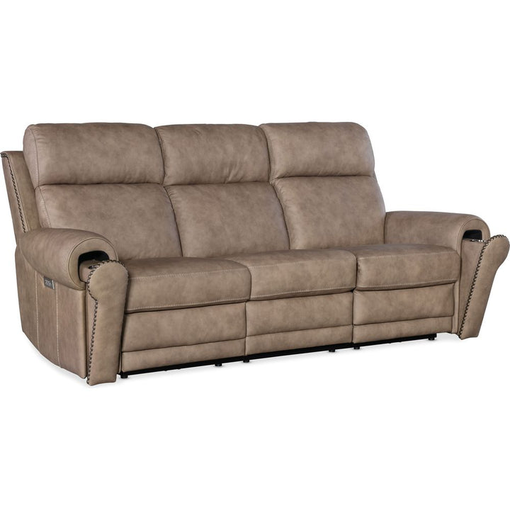 Summit Power Sofa with Power Headrest & Lumbar - Brown