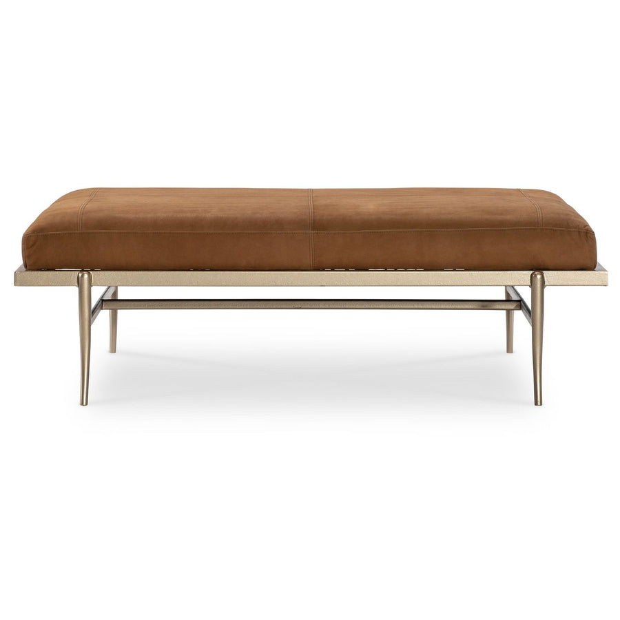 Additional view of Melange Tobin Cocktail Ottoman in cognac brown and champagne gold.