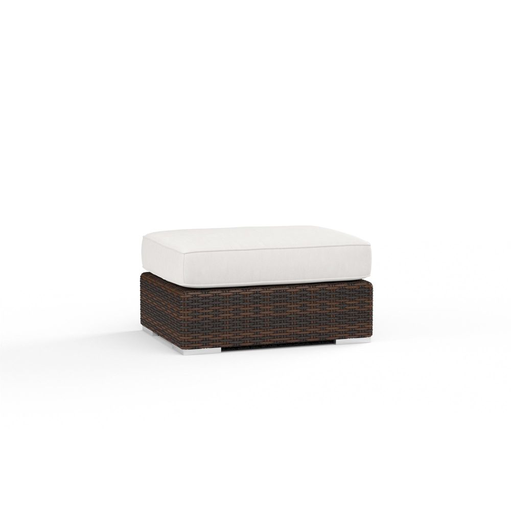 Outdoor Ottomans Montecito Ottoman in Canvas Flax w/ Self Welt