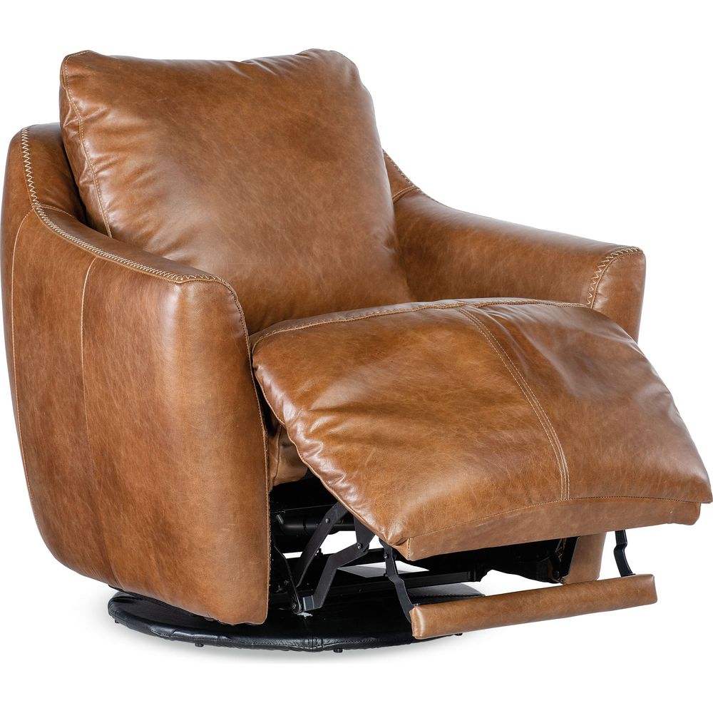 Lounge Chairs: Recliners Beau Swivel w/Power Footrest - Brown