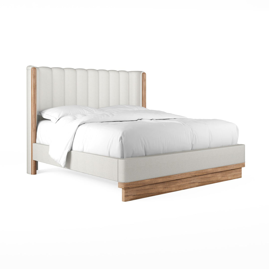 Portico California King Upholstered Shelter Bed - White, Brown