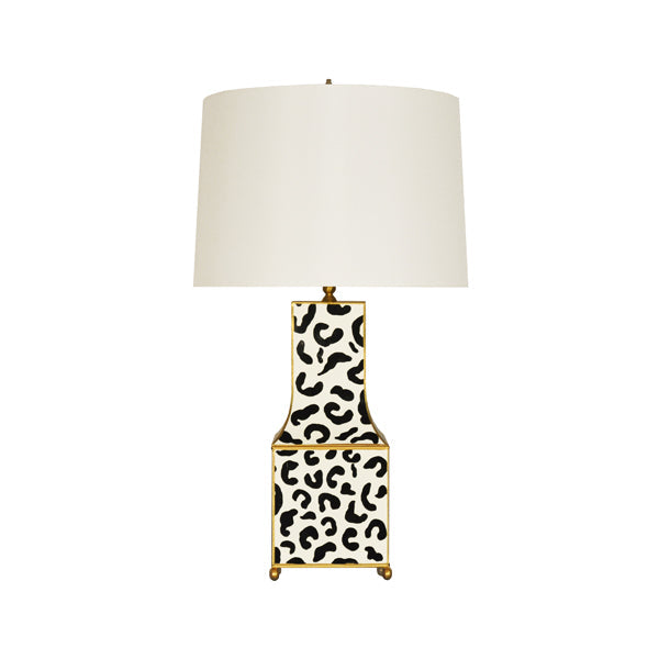 Table Lamps Renata - Handpainted Pagoda Table Lamp In Black Leopard Print With Gold Trim