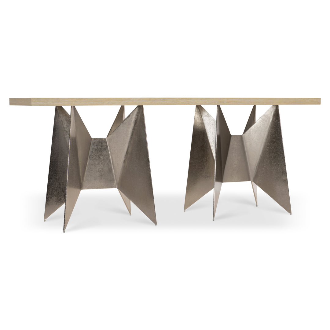 Solaria Console Table with 2 Metal Origami-Inspired Bases