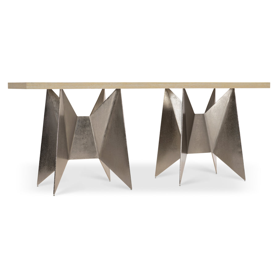 Solaria Console Table with 2 Metal Origami-Inspired Bases