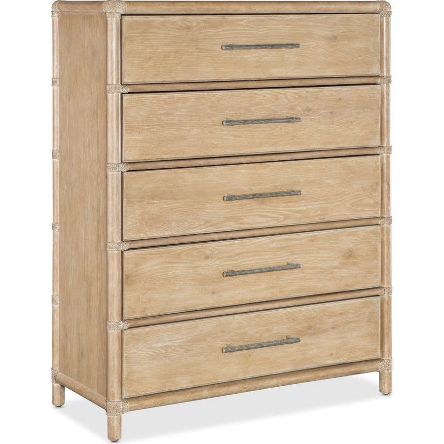 Dressers & Chests Retreat Pole Rattan Five-Drawer Chest - Light Wood