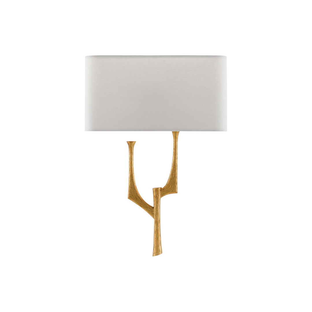 Bodnant Gold Wall Sconce, White Shade, Right