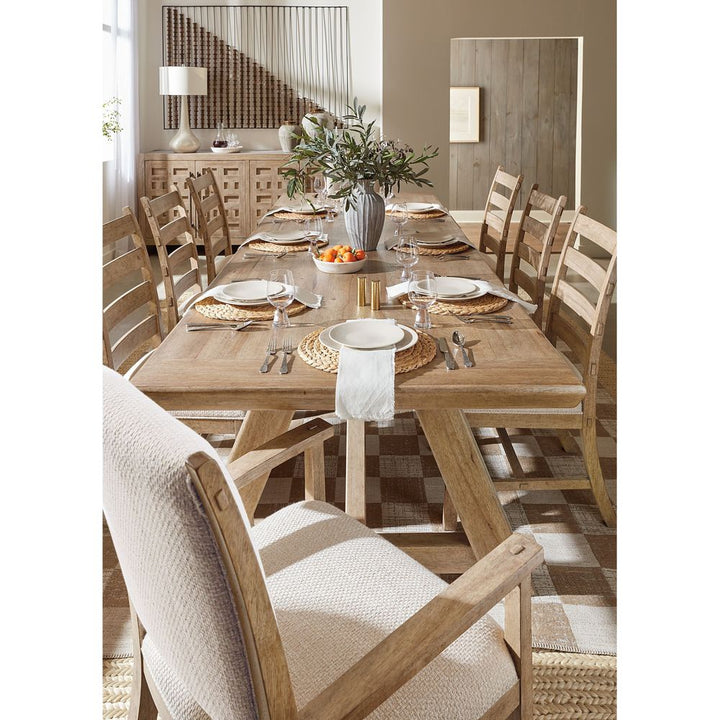 Vineyard Row Rectangle Dining Table with Two 20-inch Leaves - Light Wood