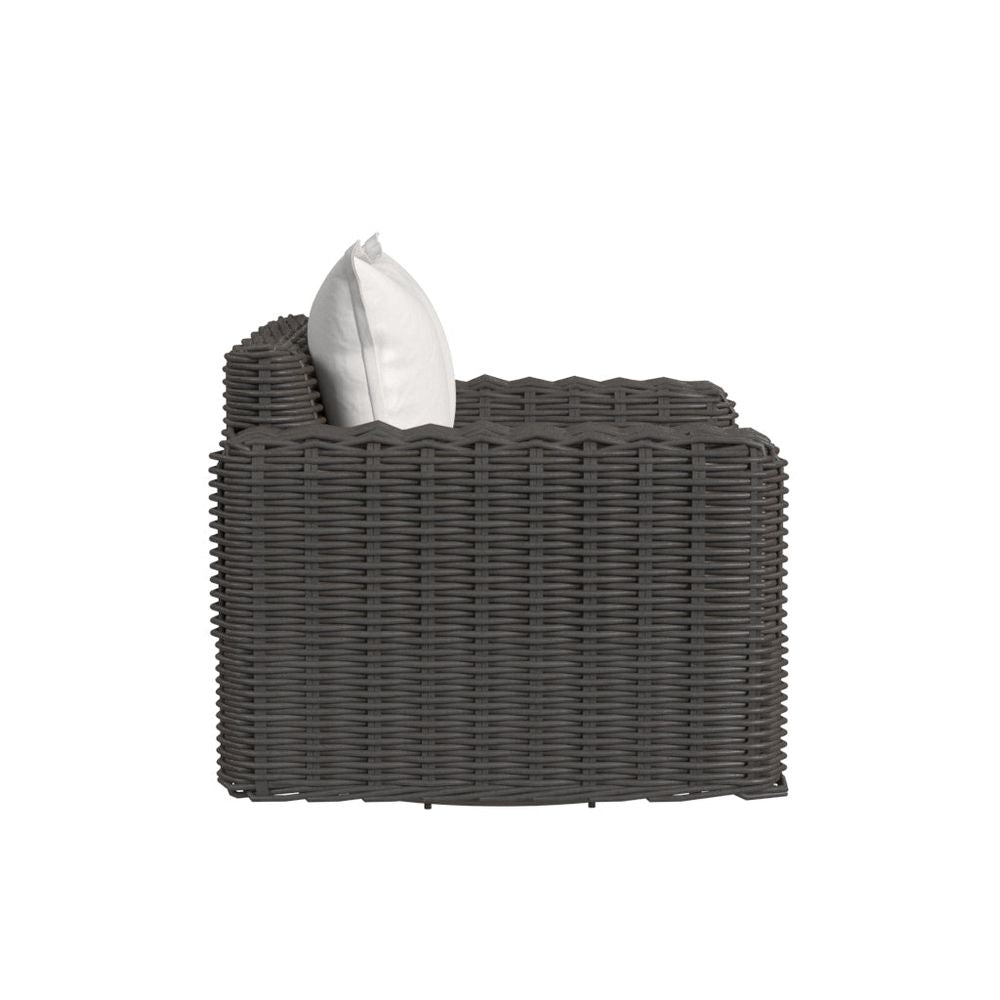 Outdoor Lounge Chairs Cabo Oversized Swivel Club Chair in Soothe Pearl w/ Flange Welt