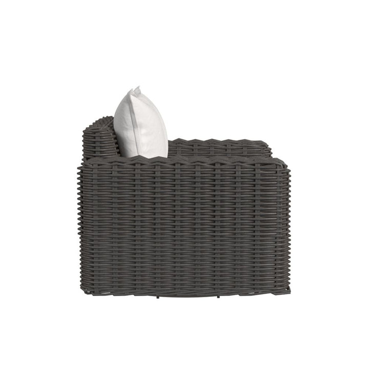 Outdoor Lounge Chairs Cabo Oversized Swivel Club Chair in Soothe Pearl w/ Flange Welt