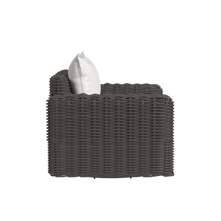 Outdoor Lounge Chairs Cabo Oversized Swivel Club Chair in Soothe Pearl w/ Flange Welt