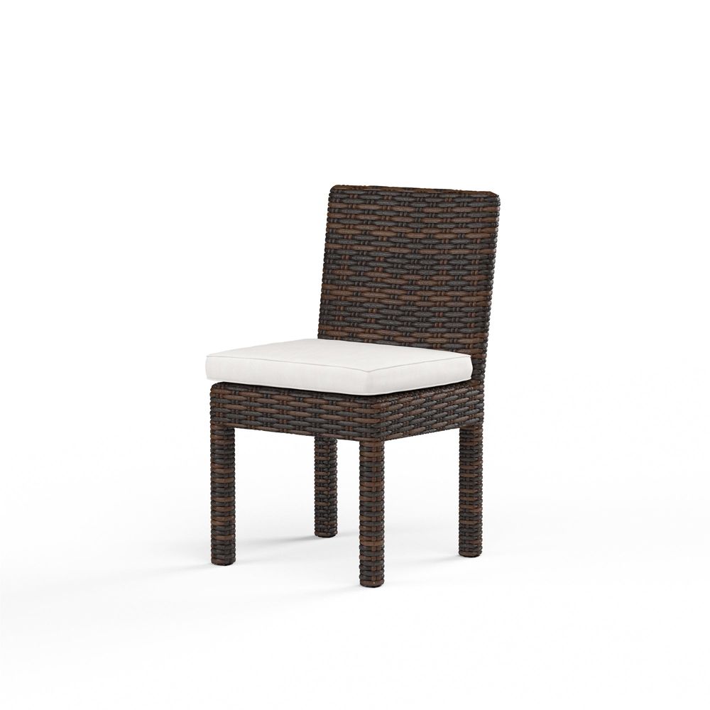 Outdoor Dining Chairs Montecito Armless Dining Chair in Canvas Flax w/ Self Welt