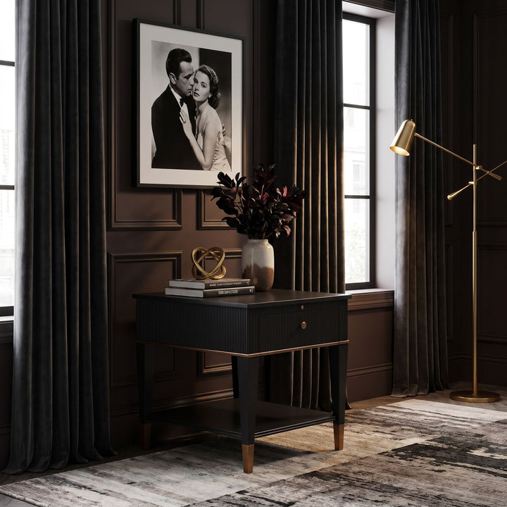 Boulevard Drawer End Table — Raven Black
