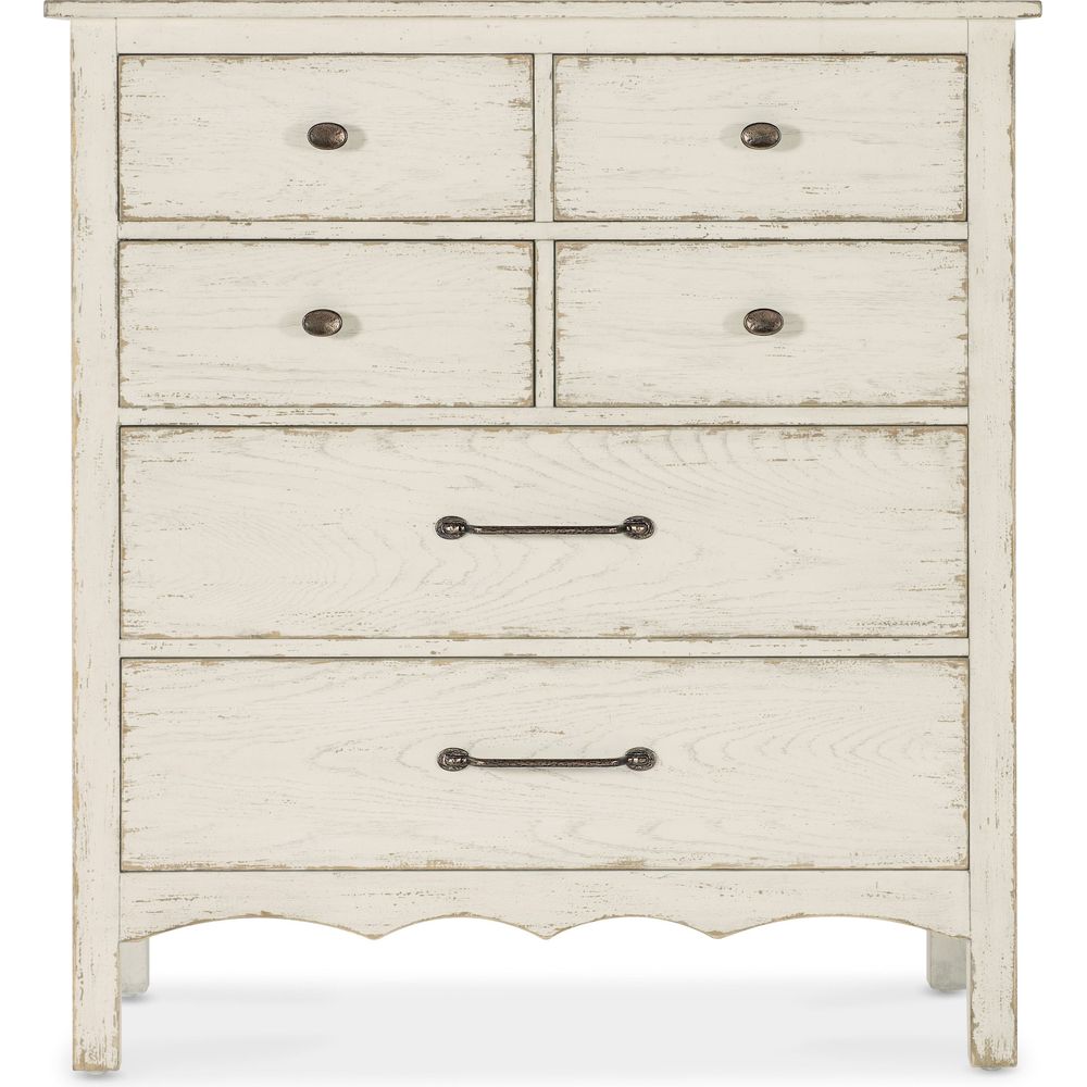 Dressers & Chests Americana Six-Drawer Metal Knob Chest - Whites/Creams/Beiges