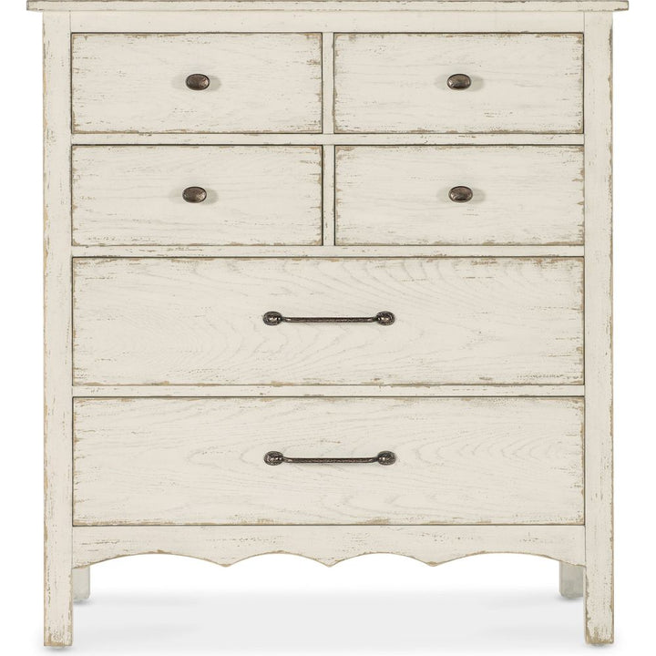 Dressers & Chests Americana Six-Drawer Metal Knob Chest - Whites/Creams/Beiges