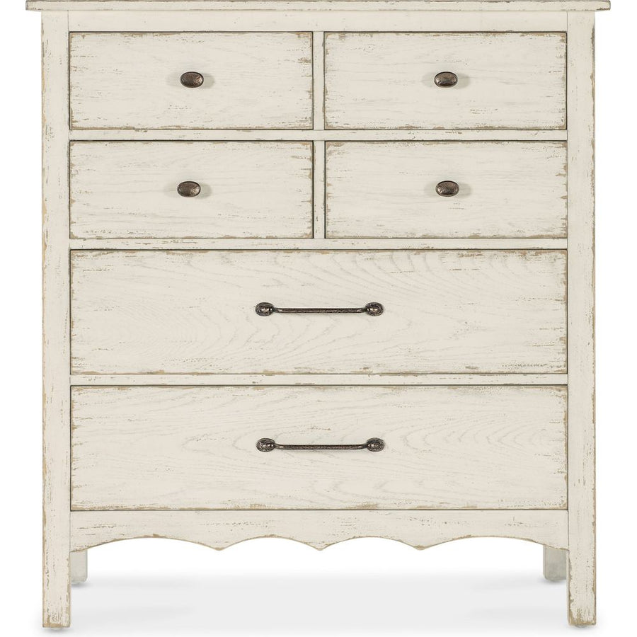 Dressers & Chests Americana Six-Drawer Metal Knob Chest - Whites/Creams/Beiges