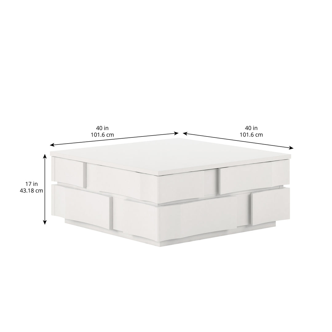 Portico Square Cocktail Table - White