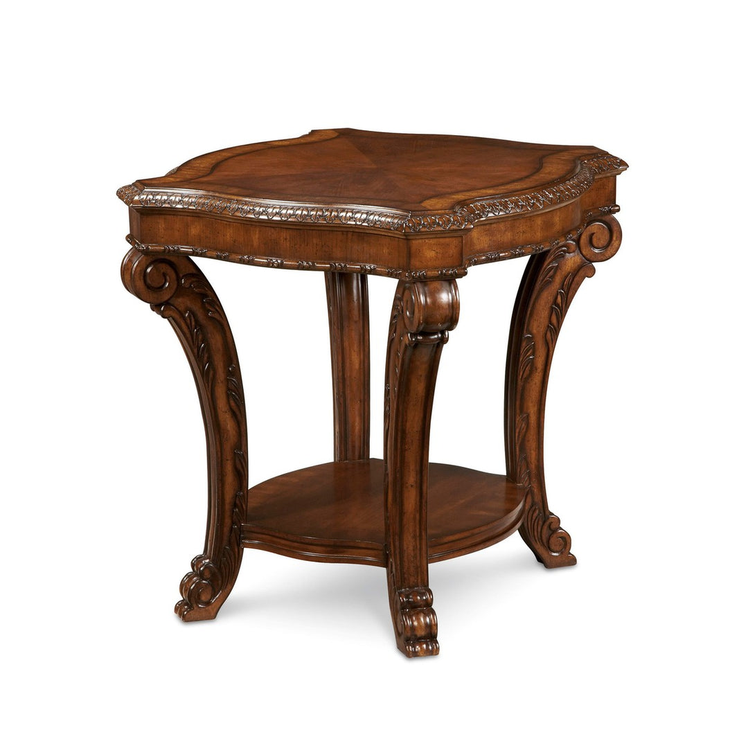 Old World Rectangular End Table - Brown