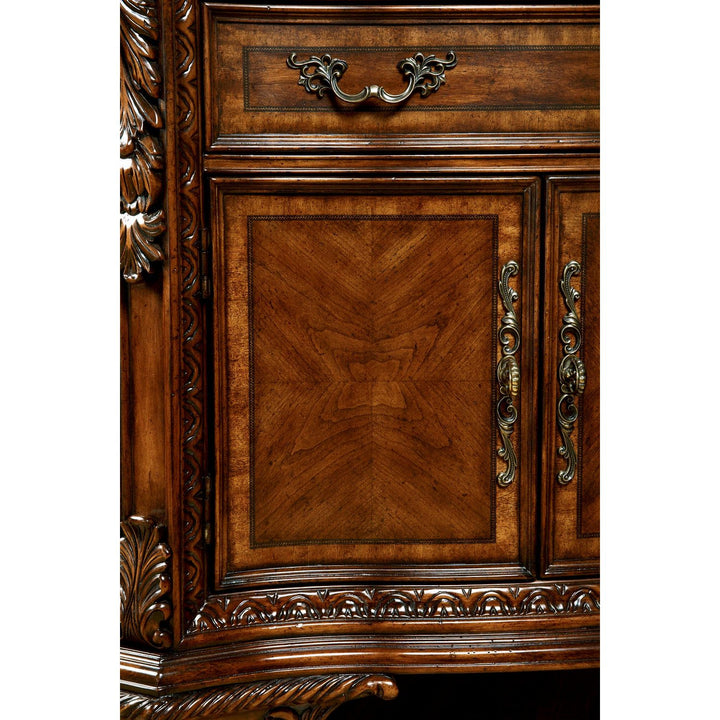 Old World Marble Top Nightstand - Brown, Beige