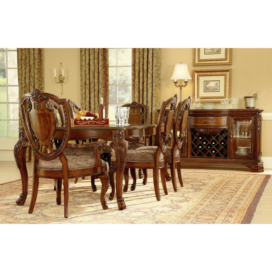 Old World 8pc Dining Rect Dining Table Set with China Cabinet - Brown