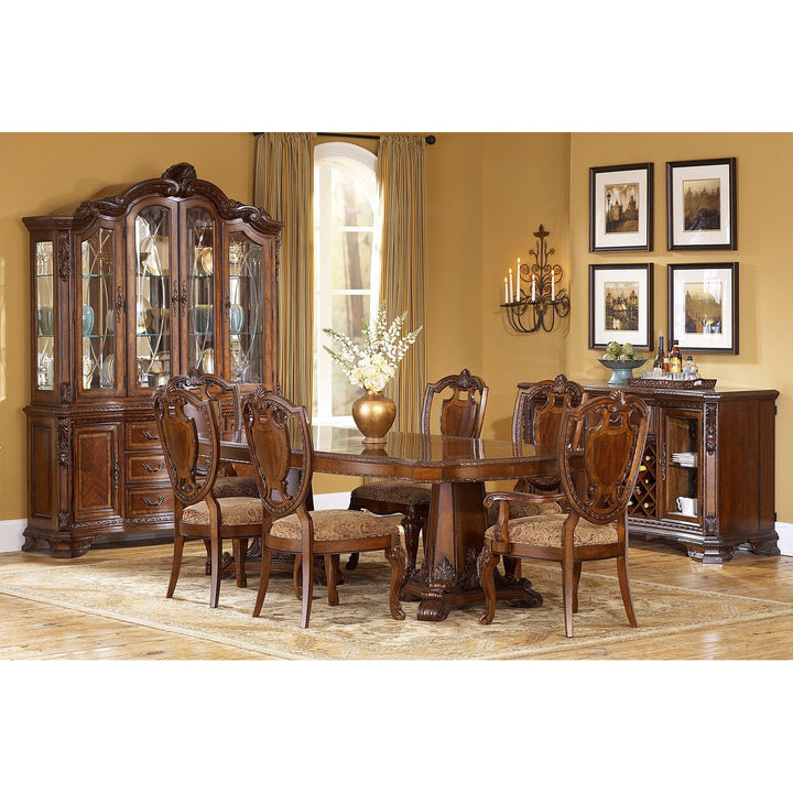 Old World Double Pedestal Dining Table - Brown