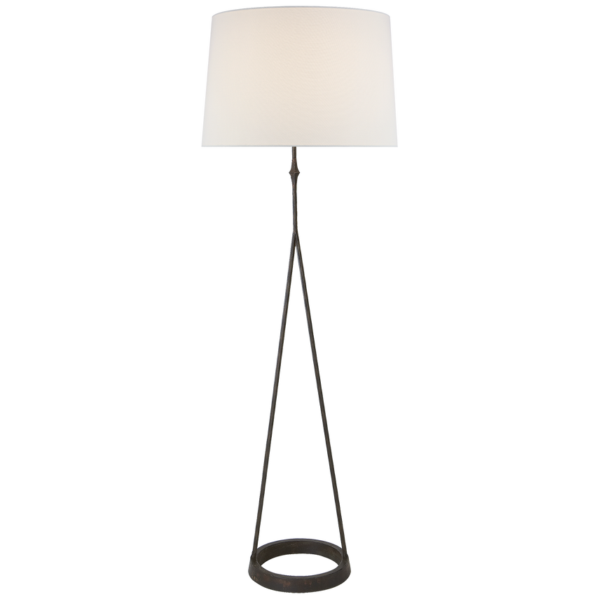 Davin Floor Lamp-Visual Comfort-VISUAL-S 1400AI-L-Floor LampsAged Iron-Linen Shade-1-France and Son