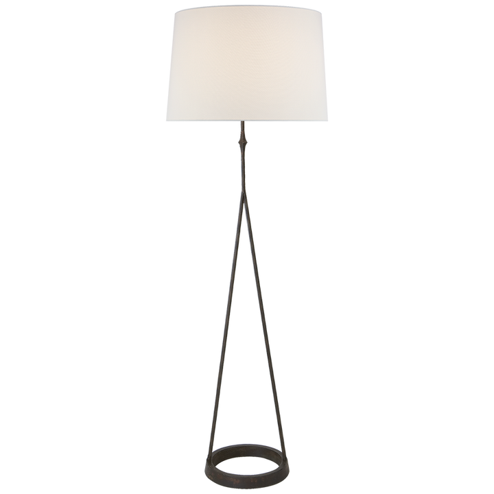 Davin Floor Lamp-Visual Comfort-VISUAL-S 1400AI-L-Floor LampsAged Iron-Linen Shade-1-France and Son