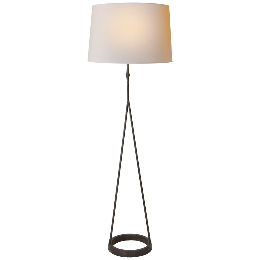 Davin Floor Lamp-Visual Comfort-VISUAL-S 1400AI-NP-Floor LampsAged Iron-Natural Paper Shade-2-France and Son