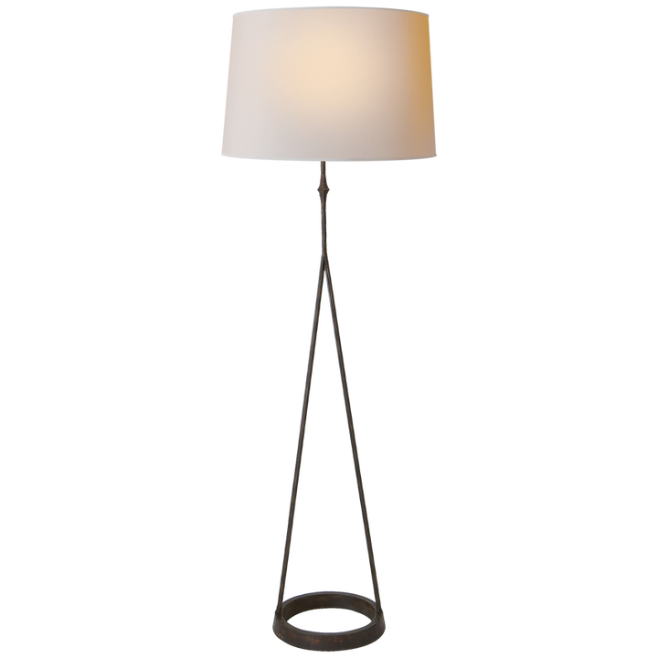 Davin Floor Lamp-Visual Comfort-VISUAL-S 1400AI-NP-Floor LampsAged Iron-Natural Paper Shade-2-France and Son